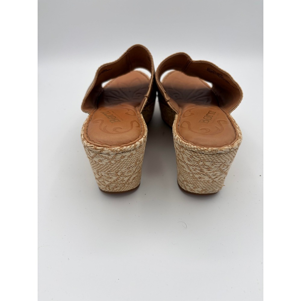 Born Wedge Sandals Womens 8 Gold Leather Espadrille Platform Slides D58010 - Picture 4 of 11